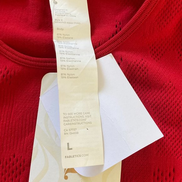 NWT Fabletics Addison SculptKnit LARGE Long-Sleeve Crop Top Red Stretch MSRP$50 - Picture 7 of 13